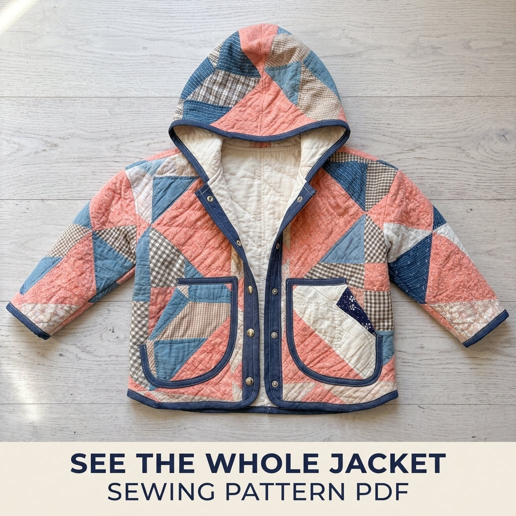 Hooded Quilt Jacket Sewing Pattern PDF – Boxy Jacket from a Vintage Quilt