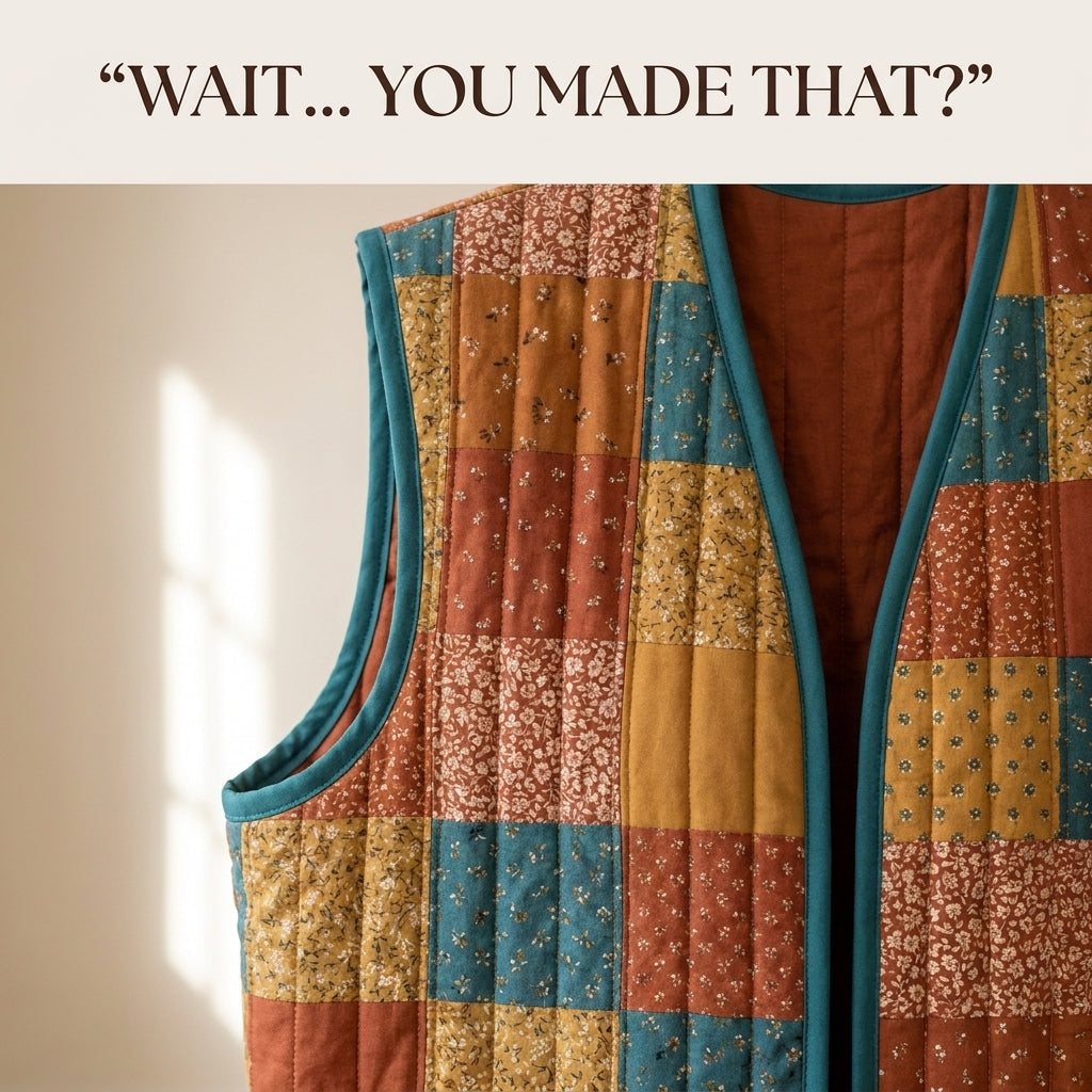 Quilted Vest Sewing Pattern – Patchwork Vest with Patch Pockets