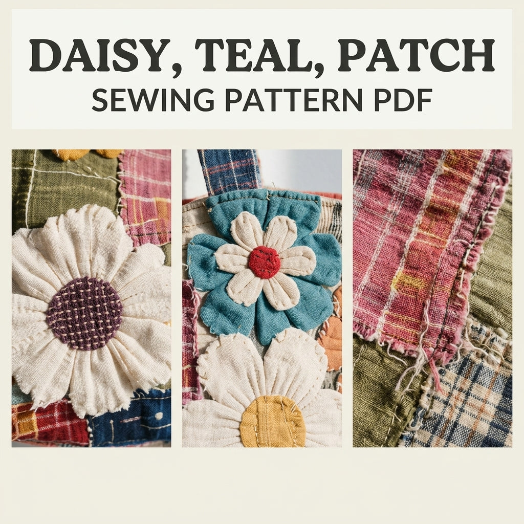 Daisy Garden Rag Patchwork Tote Sewing Pattern PDF – Boho Fabric Flower Bag