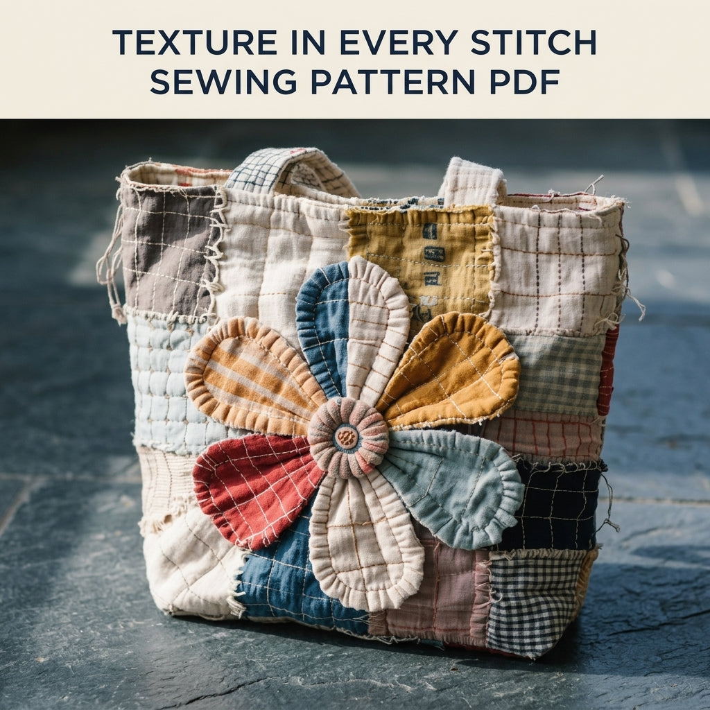 Big Flower Rag Patchwork Tote Sewing Pattern PDF – Slow Stitch Scrap Bag
