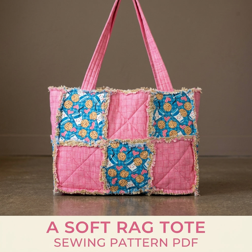Rag Quilt Patchwork Tote Sewing Pattern PDF – Easy Frayed Seam Bag