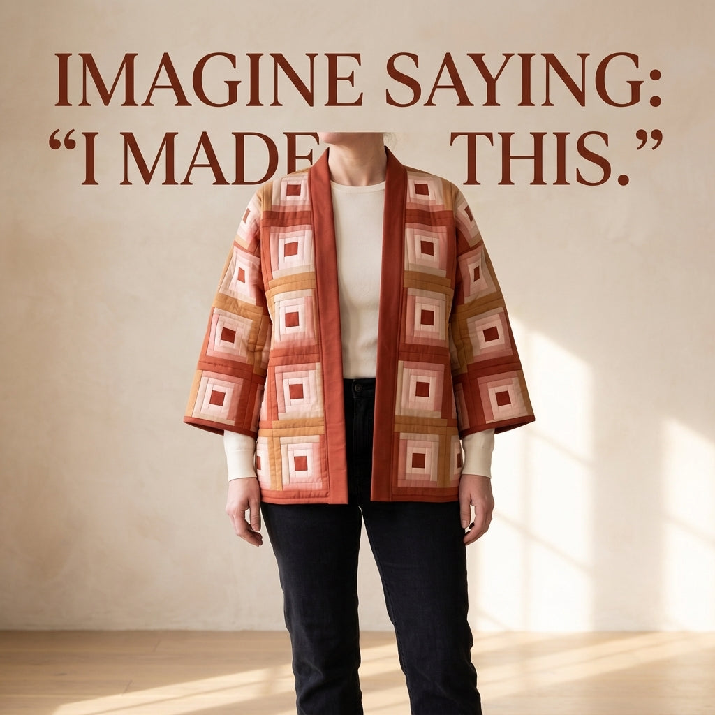 Quilted Kimono Jacket Sewing Pattern – Log Cabin Patchwork Jacket