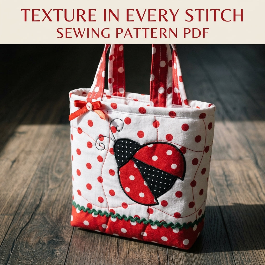 Ladybug Appliqué Mini Tote Sewing Pattern PDF – Kids Gift Bag