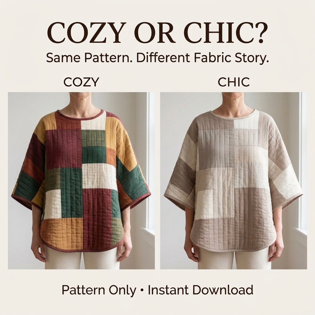 Easy Quilted Poncho – PDF Sewing Pattern
