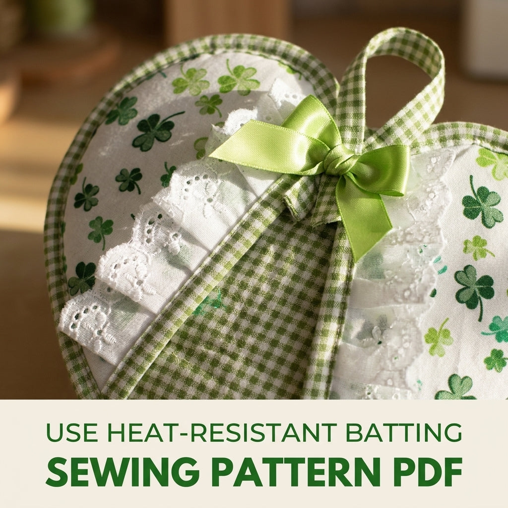 Shamrock Pot Holder and Oven Mitt Set Sewing Pattern PDF – Heart Pot Holder
