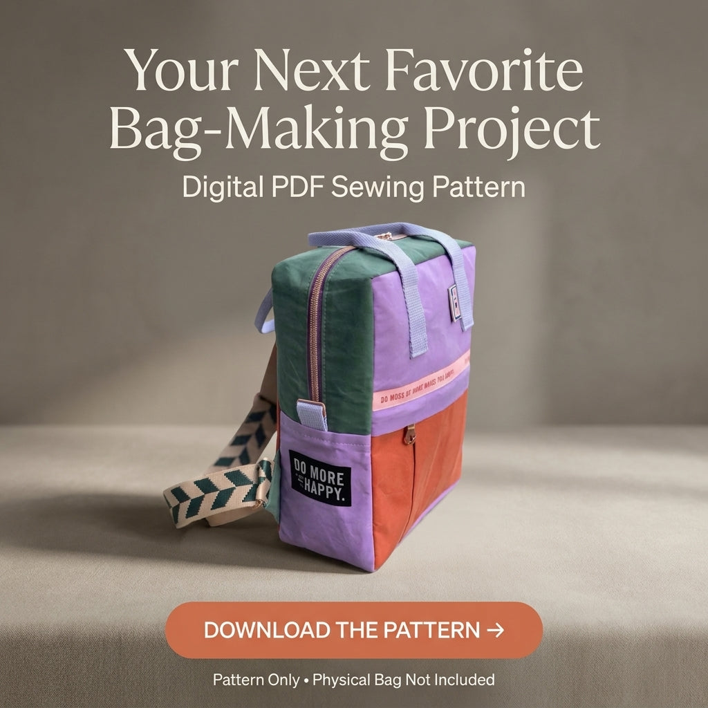 Colour Block Backpack PDF Sewing Pattern | Zip-Top Rucksack with Front Pocket | Intermediate Bag Sewing Project | Instant Download