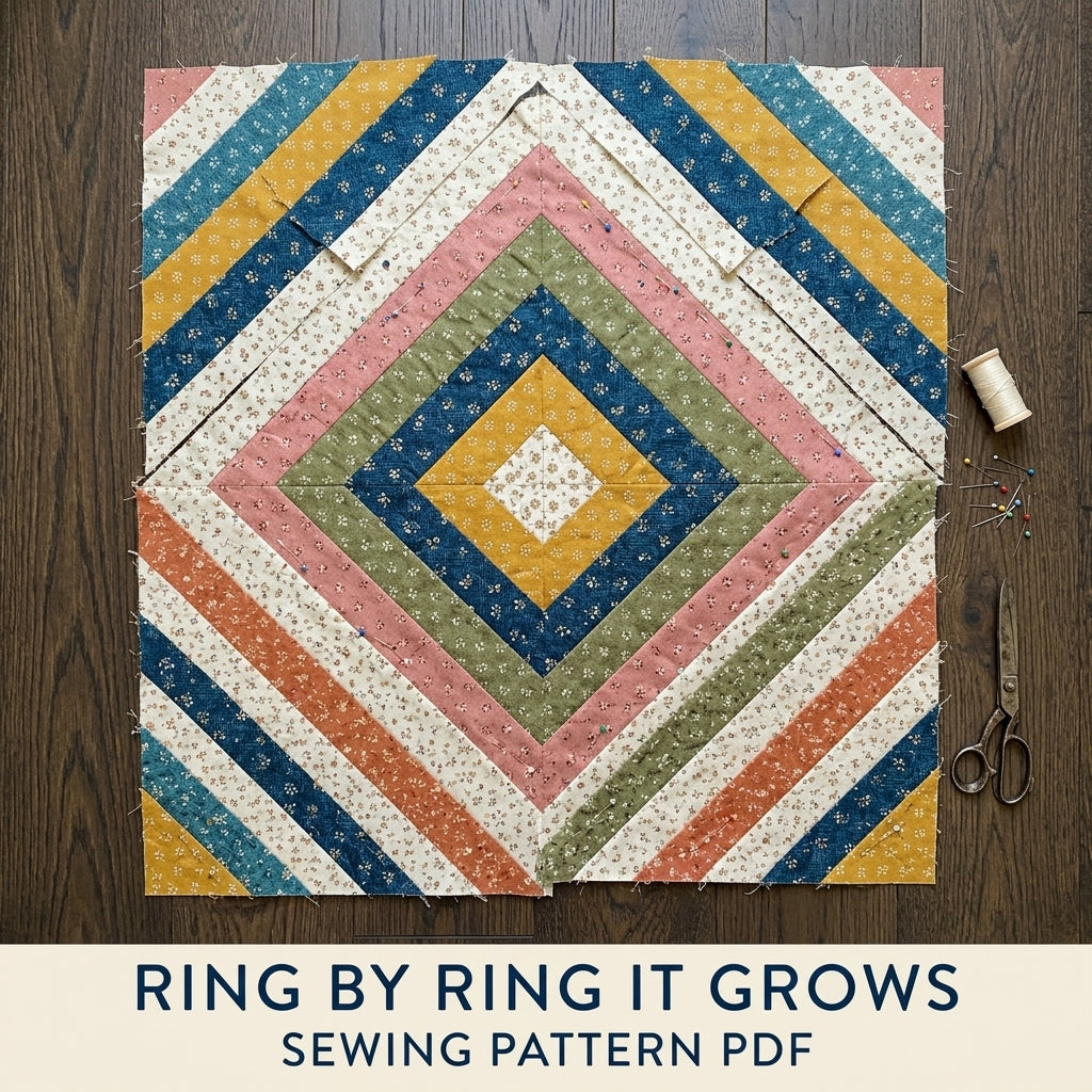 Diamond Medallion Quilt Pattern PDF – Concentric Diamond Strip Throw Quilt