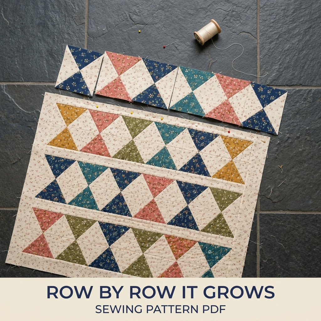 Hourglass Rows Quilt Pattern PDF – Traditional Throw Quilt with Sashed Rows of Hourglass Blocks
