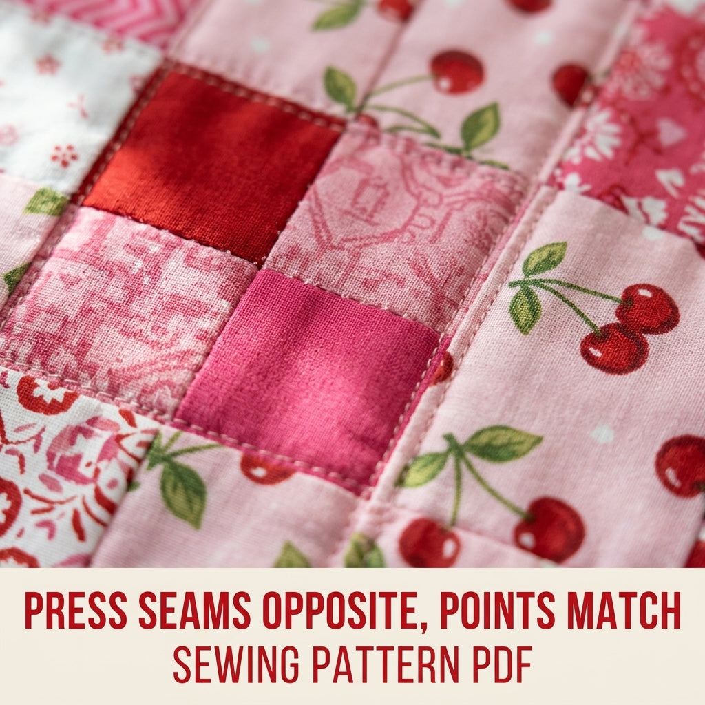 Cherry Four Patch Quilt Sewing Pattern PDF – Easy Baby or Lap Quilt