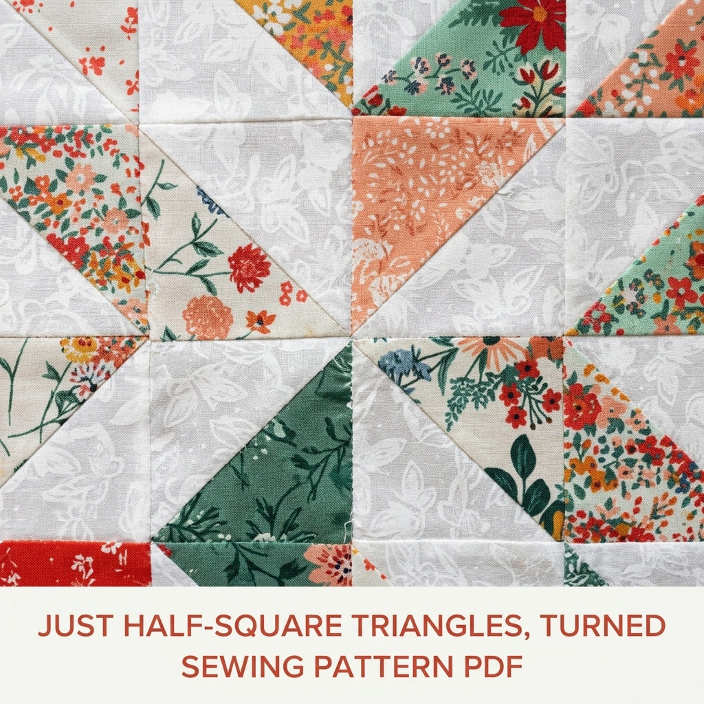 Floral Starburst Quilt Pattern PDF – Easy Half-Square Triangle Quilt for Fat Quarters