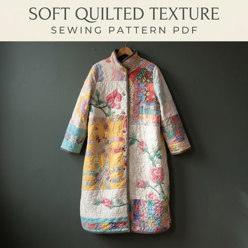 Wedding Ring Rose Quilt Coat Sewing Pattern PDF – Long Coat from Vintage Quilts