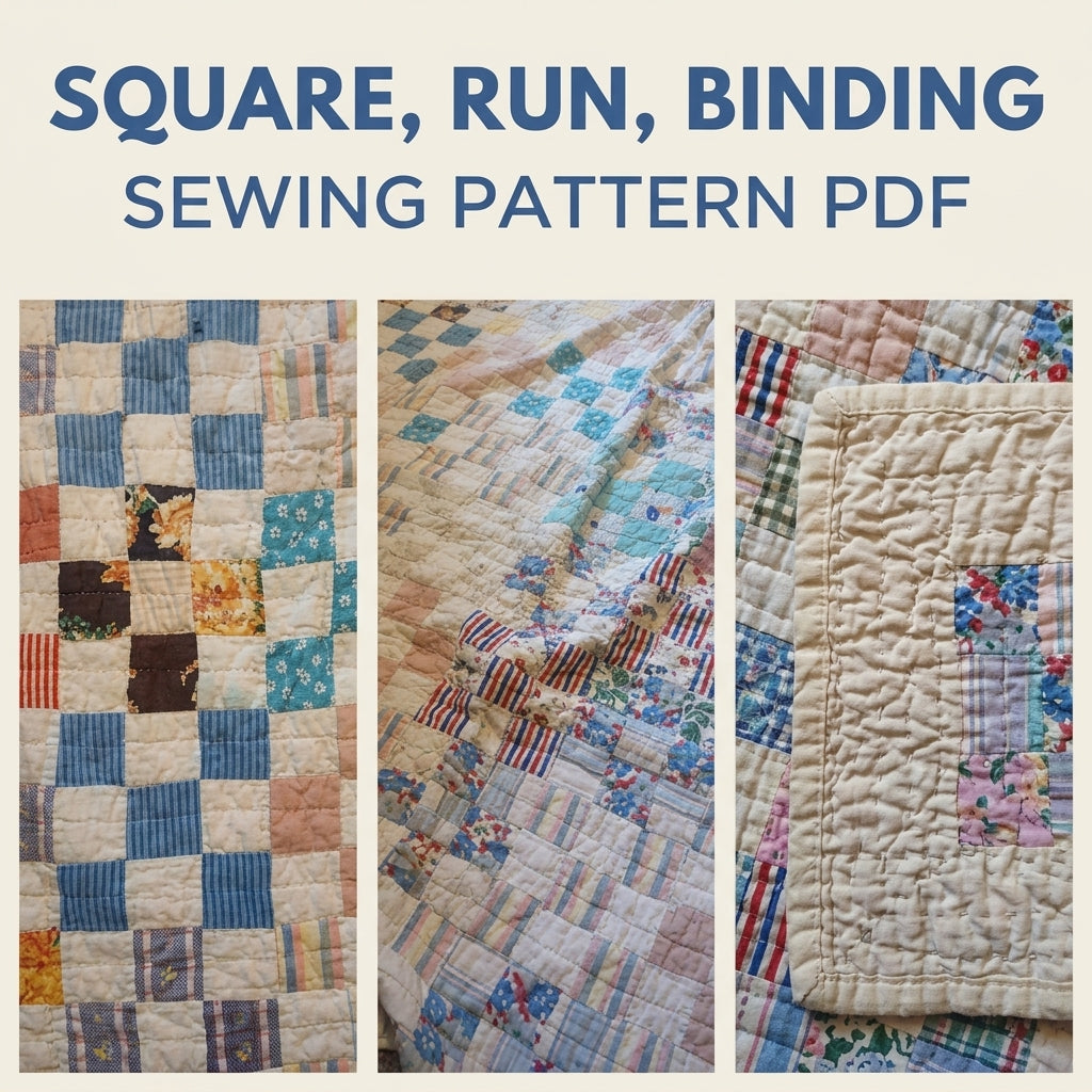 Vintage Postage Stamp Quilt Sewing Pattern PDF – Scrappy Vintage Checkerboard Quilt