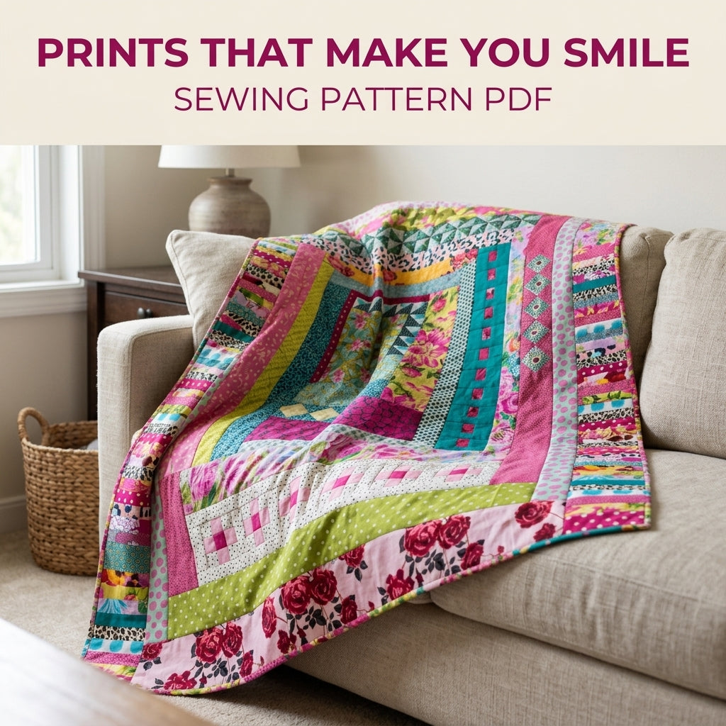 Bold Medallion Round Quilt Pattern PDF – Maximalist Scrappy Medallion Quilt