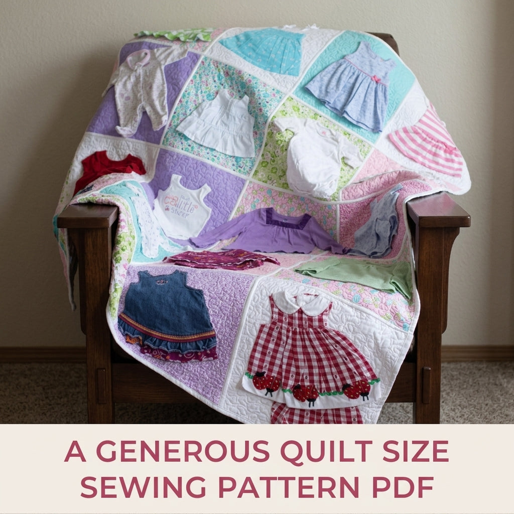 Framed Outfit Memory Quilt Sewing Pattern PDF – Whole Baby Clothes Appliqué Keepsake