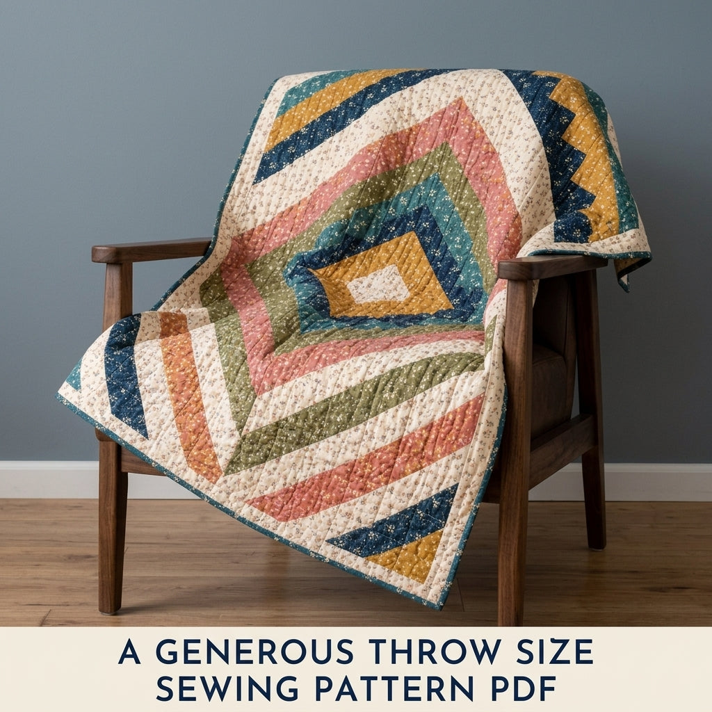 Diamond Medallion Quilt Pattern PDF – Concentric Diamond Strip Throw Quilt