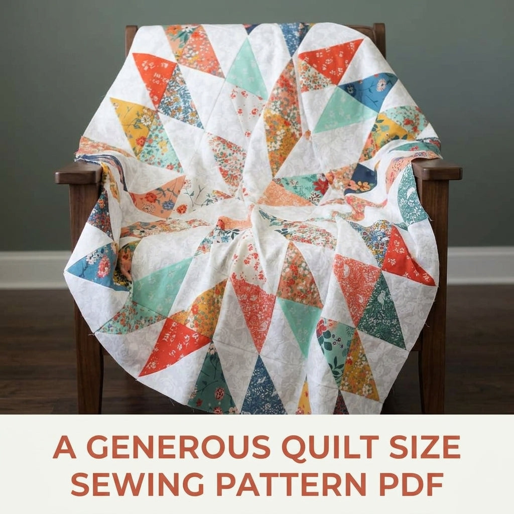 Floral Starburst Quilt Pattern PDF – Easy Half-Square Triangle Quilt for Fat Quarters