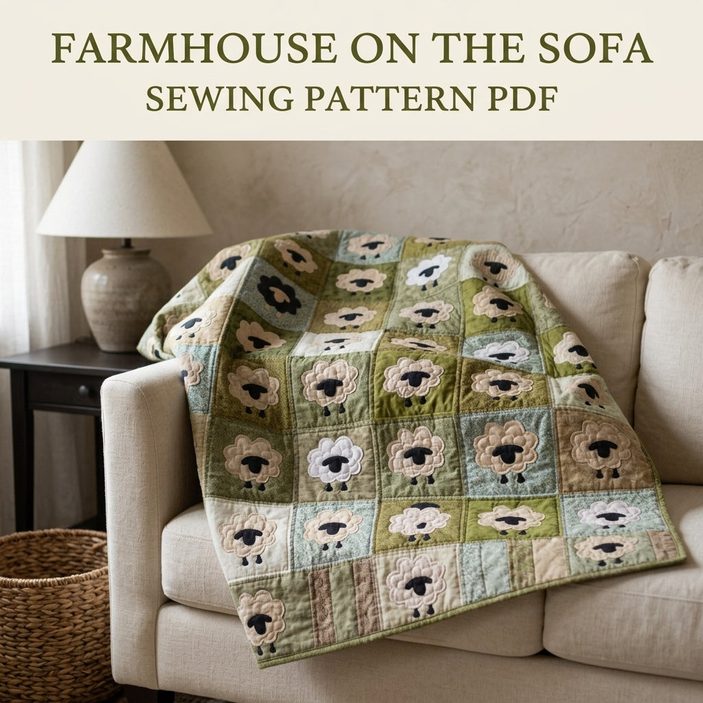 Sheep Meadow Quilt Sewing Pattern PDF – Farmhouse Sheep Appliqué Quilt