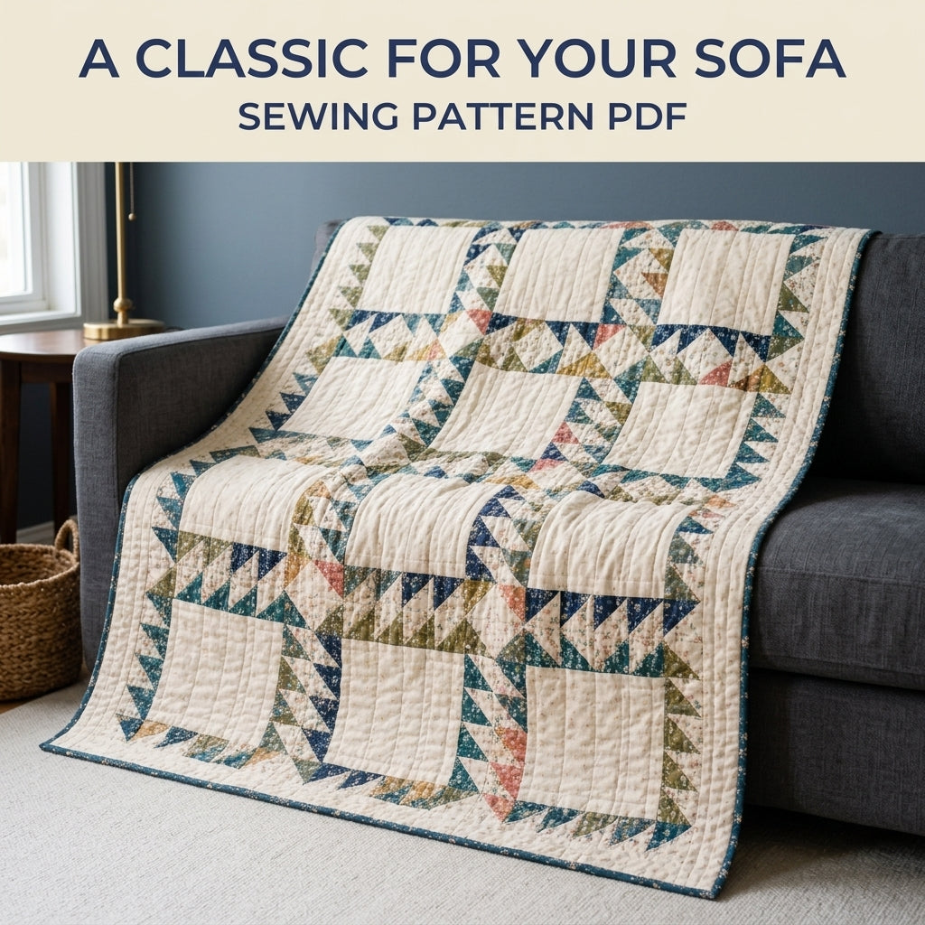 Flying Geese Quilt Pattern PDF – Traditional Throw Quilt with Flying Geese Lattice