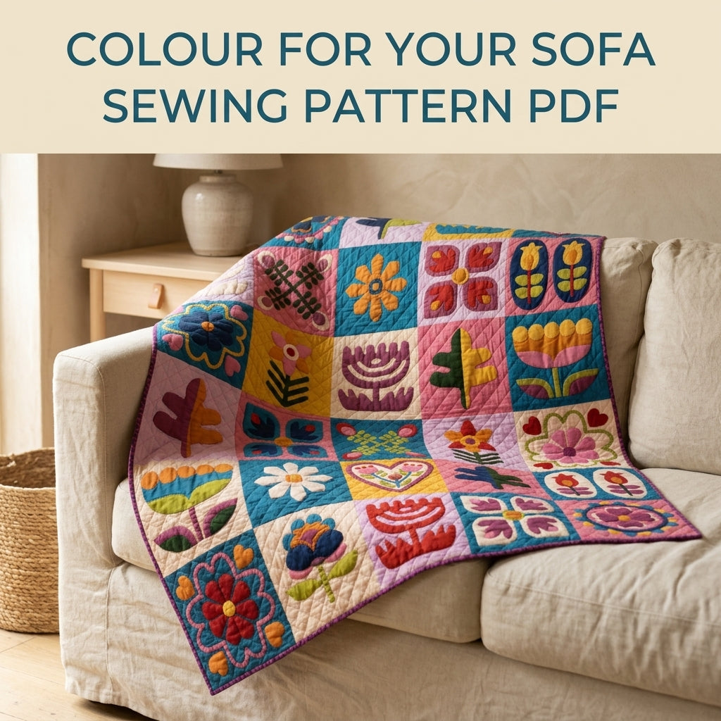 Folk Flower Sampler Quilt Pattern PDF – Scandinavian Appliqué Block Throw Quilt