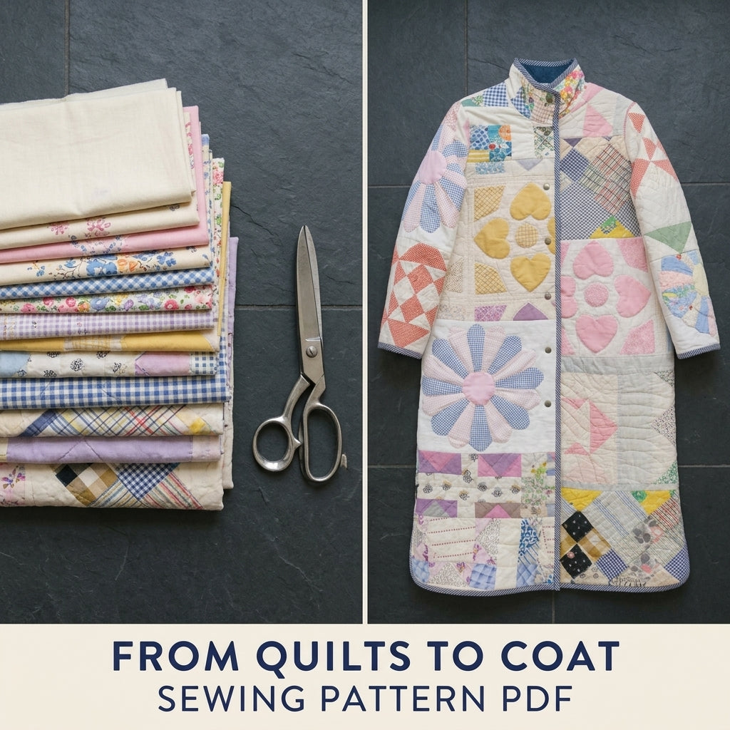 Dresden Heart Flower Quilt Coat Sewing Pattern PDF – Pastel Long Quilt Coat