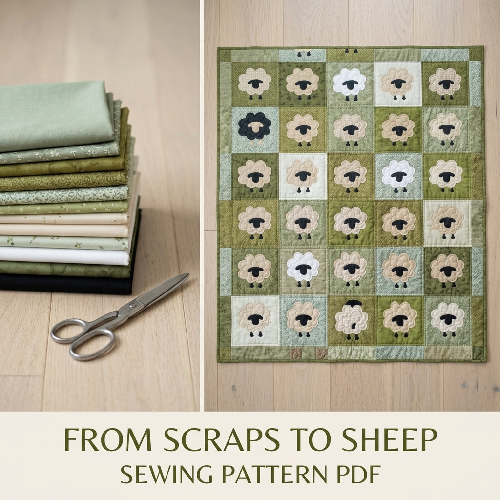 Sheep Meadow Quilt Sewing Pattern PDF – Farmhouse Sheep Appliqué Quilt