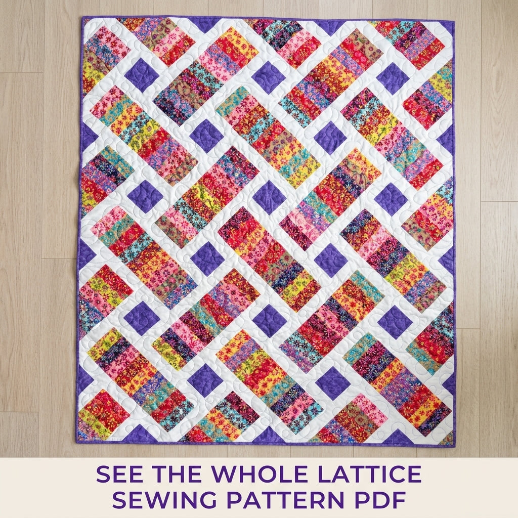 Strip Rectangle Lattice Quilt Sewing Pattern PDF – Jelly Roll Friendly Quilt