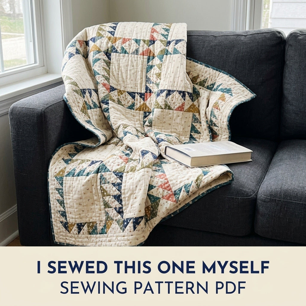 Flying Geese Quilt Pattern PDF – Traditional Throw Quilt with Flying Geese Lattice