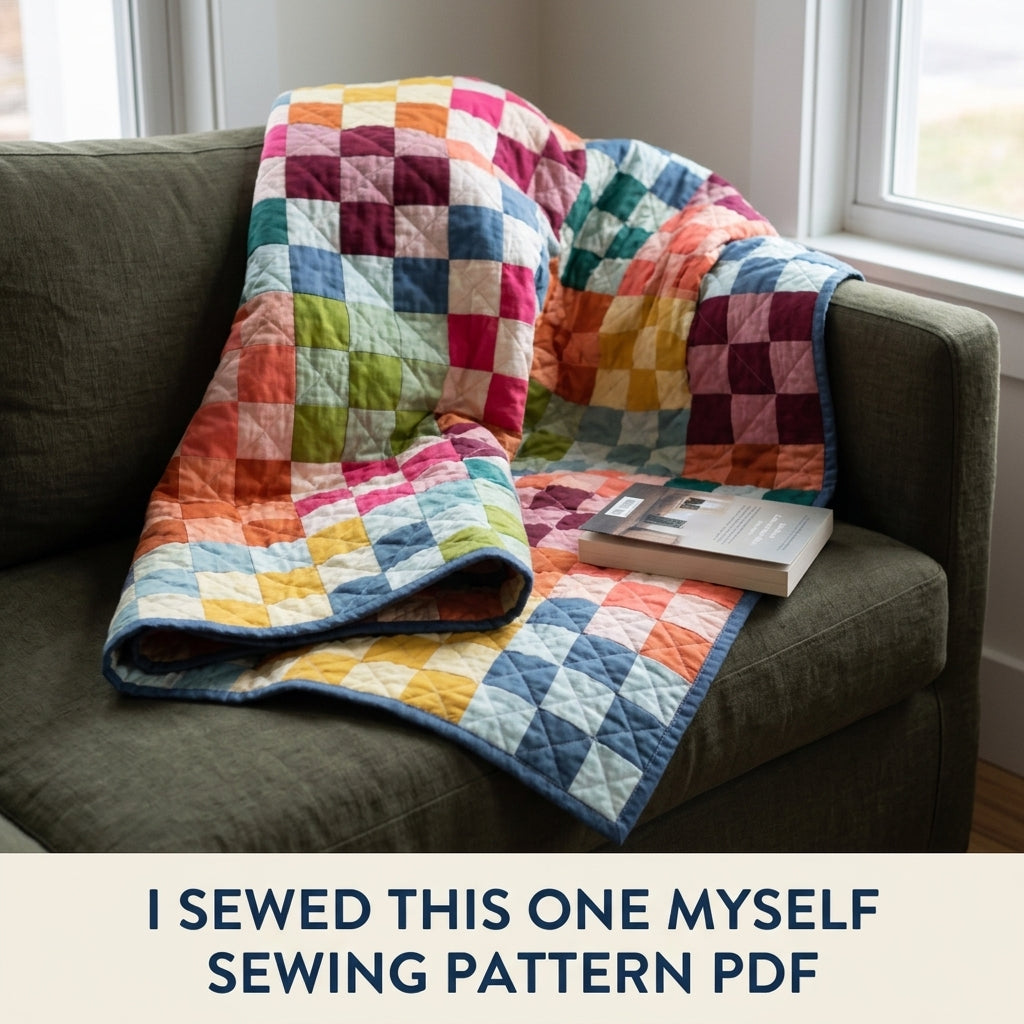 Rainbow Checkerboard Quilt Pattern PDF – Easy Squares Only Throw Quilt in Solids