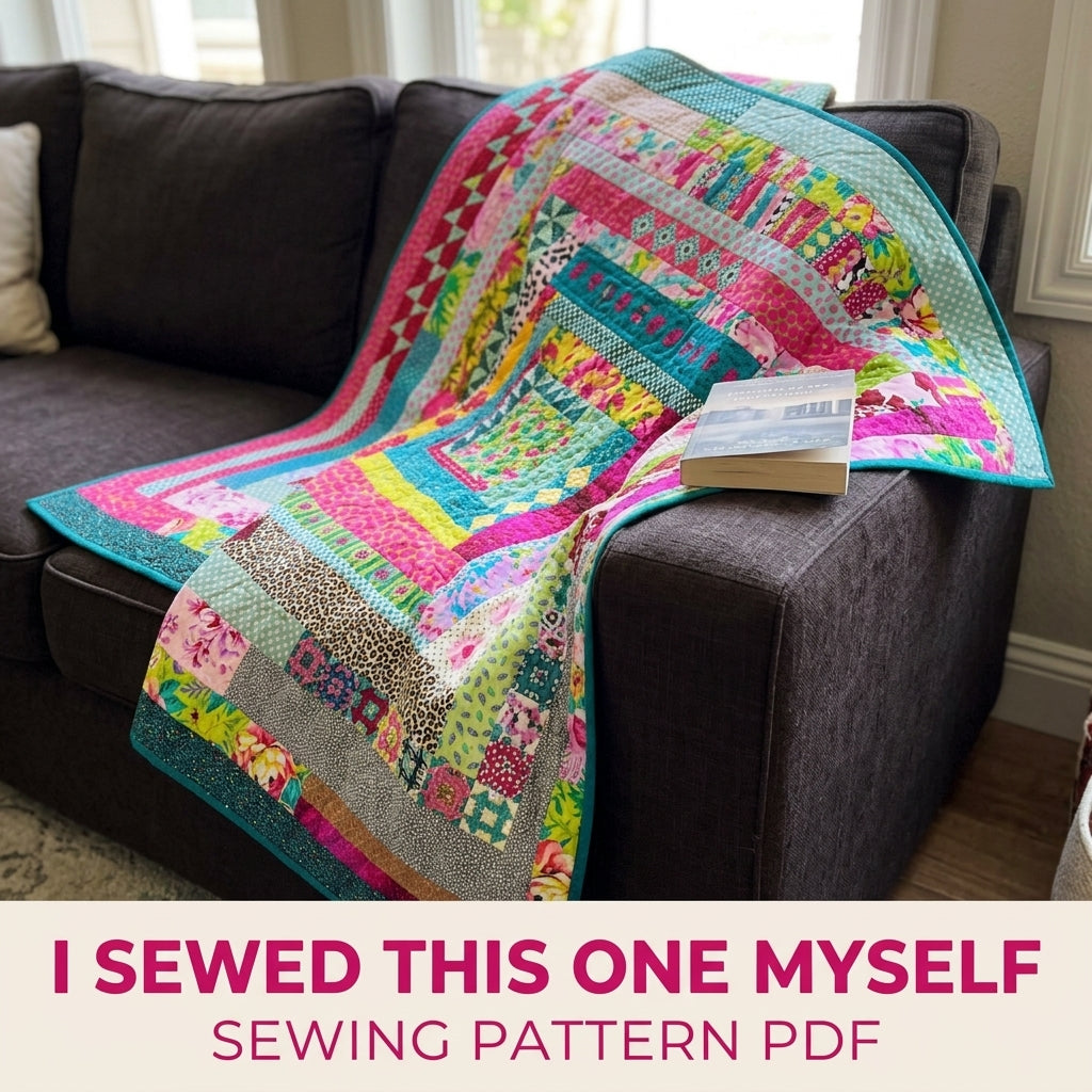 Bright Medallion Strip Quilt Pattern PDF – Hot Pink and Teal Improv Medallion