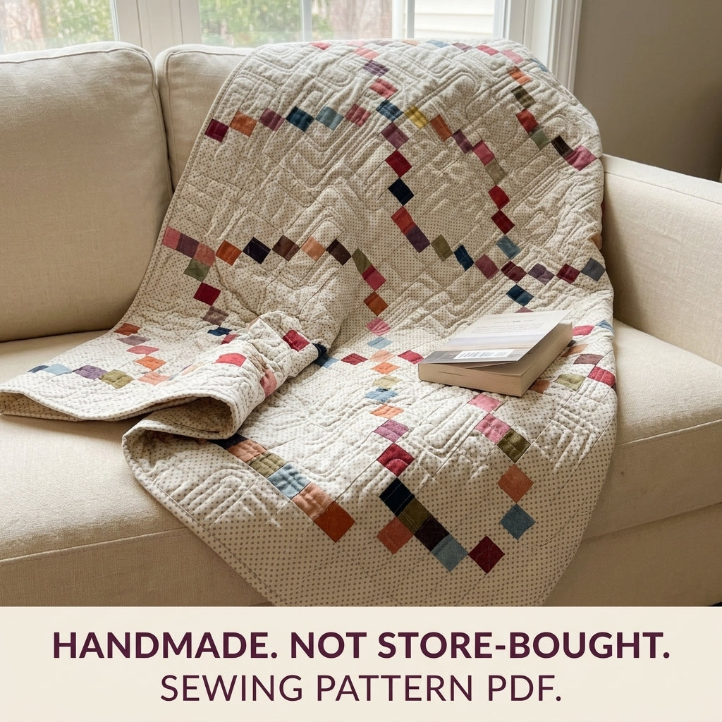 Stepping Stones Chain Quilt Sewing Pattern PDF – Muted Scrappy Quilt