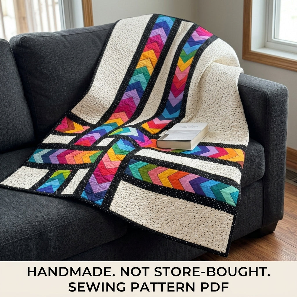 Rainbow Arrow Lattice Quilt Sewing Pattern PDF – Modern Flying Geese Quilt