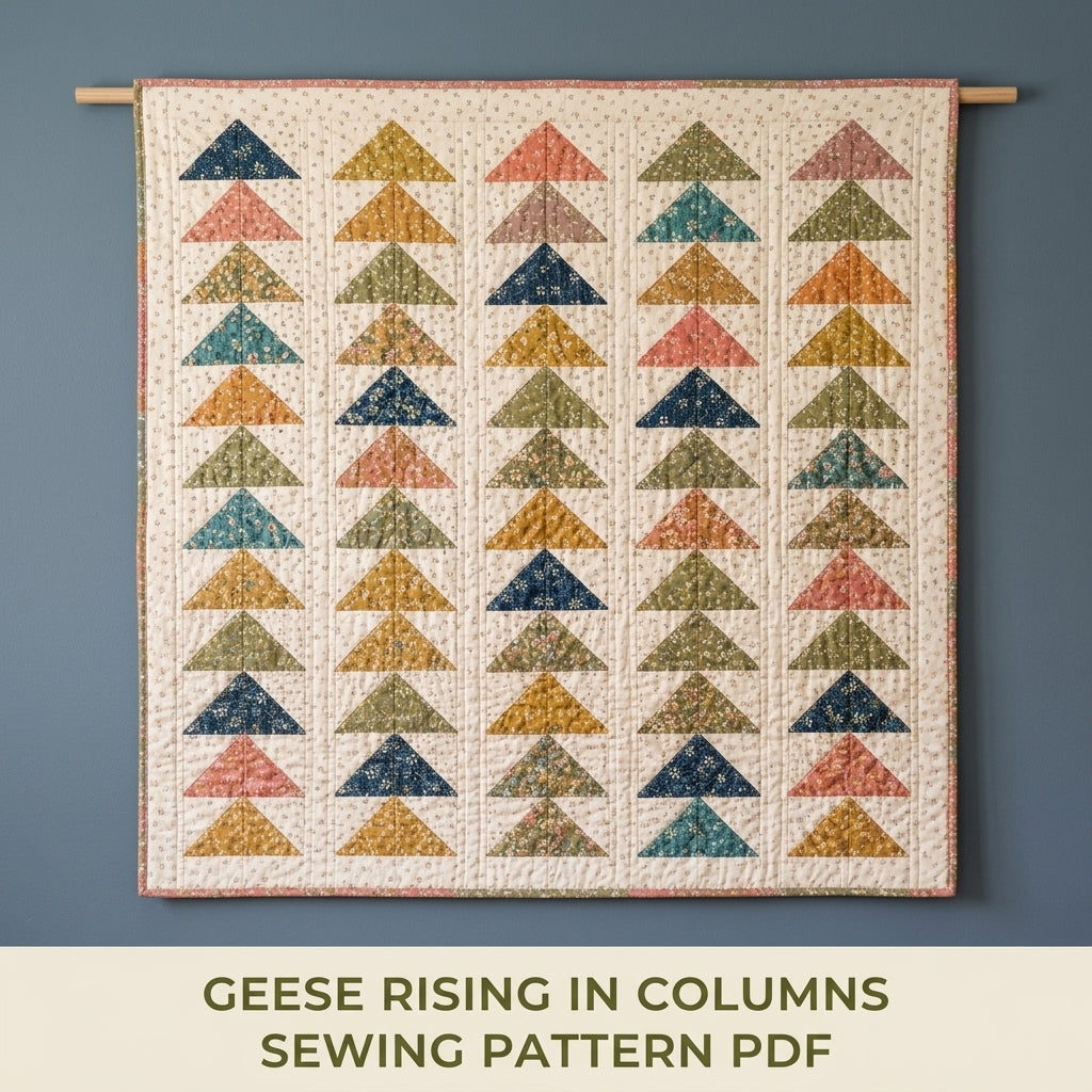 Flying Geese Columns Quilt Pattern PDF – Traditional Throw Quilt with Sashed Geese Columns
