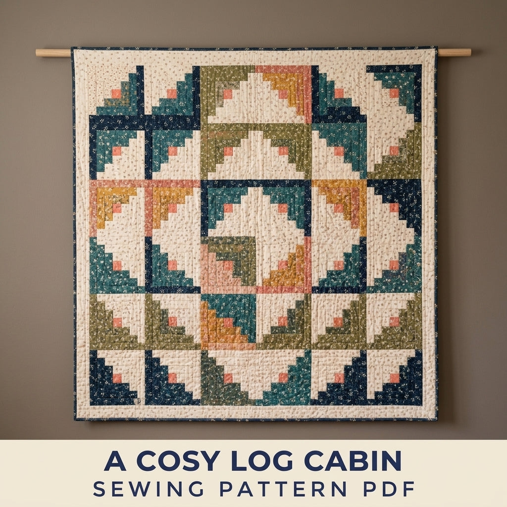 Log Cabin Quilt Pattern PDF – Traditional Strip Pieced Throw Quilt