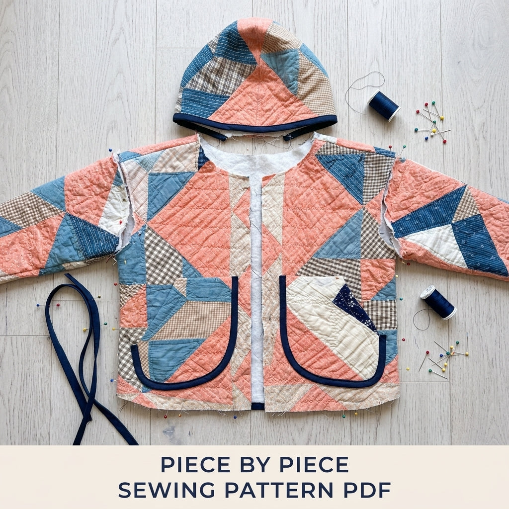 Hooded Quilt Jacket Sewing Pattern PDF – Boxy Jacket from a Vintage Quilt