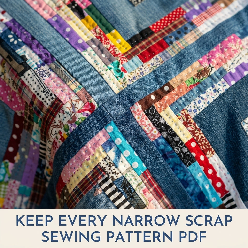 Scrappy Denim Square Quilt Sewing Pattern PDF – Upcycled Jeans Log Cabin Quilt