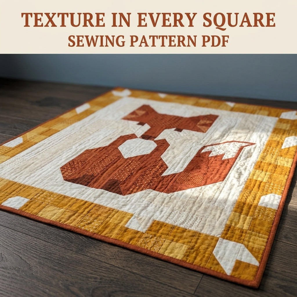 Fox Baby Quilt Pattern PDF – Woodland Pieced Nursery Quilt with Mustard Border