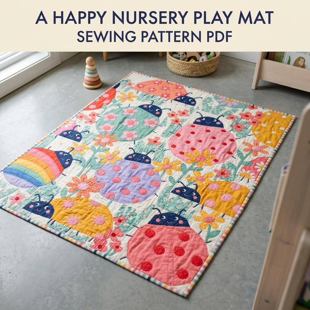 Ladybug Baby Quilt Sewing Pattern PDF – Colourful Appliqué Nursery Quilt
