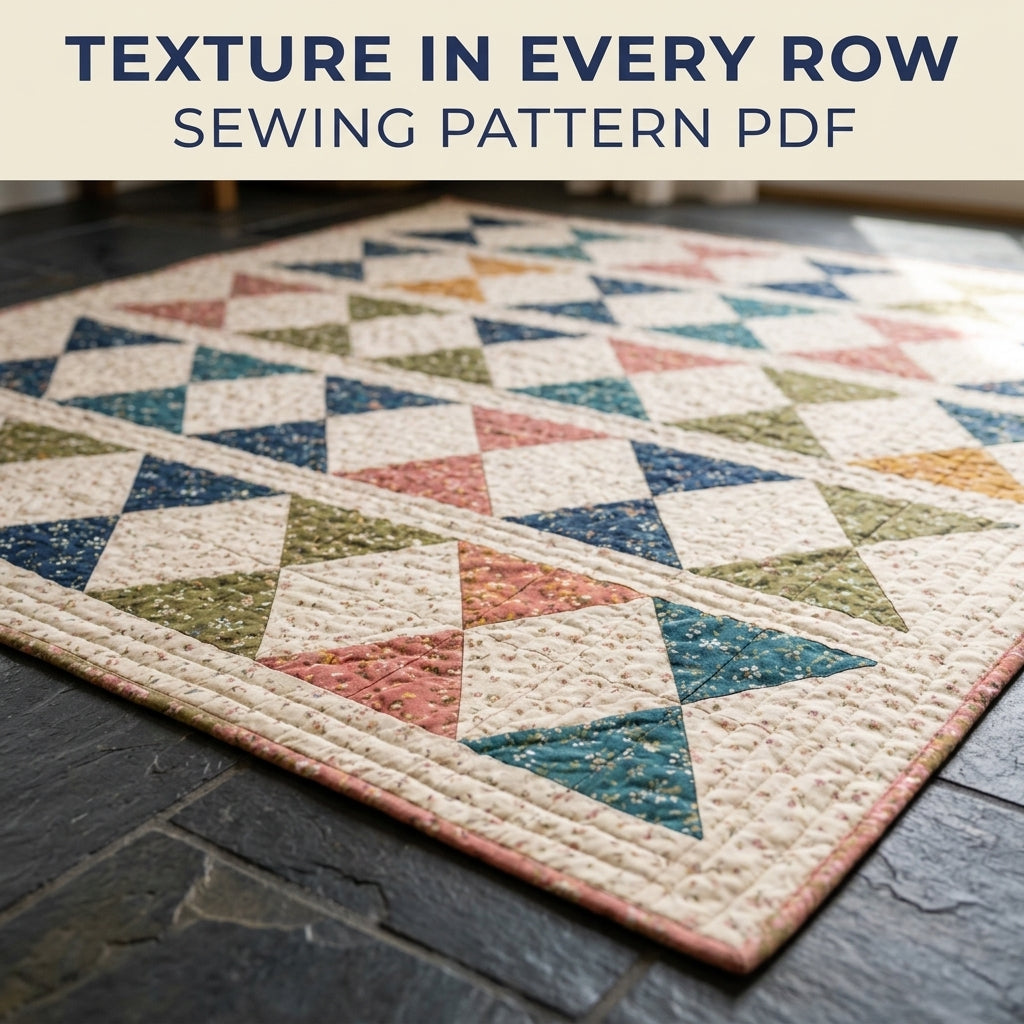 Hourglass Rows Quilt Pattern PDF – Traditional Throw Quilt with Sashed Rows of Hourglass Blocks