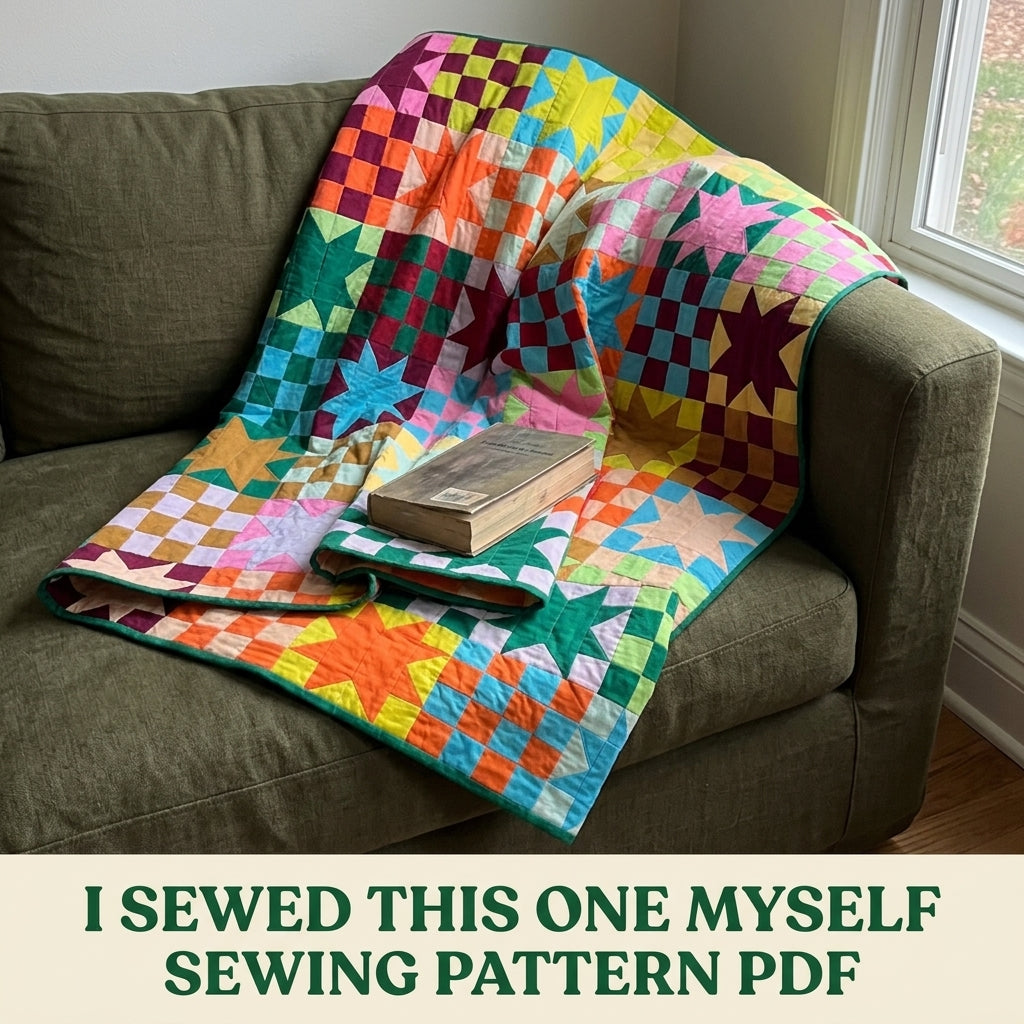Stars and Checkers Quilt Pattern PDF – Sawtooth Star and Checkerboard Throw