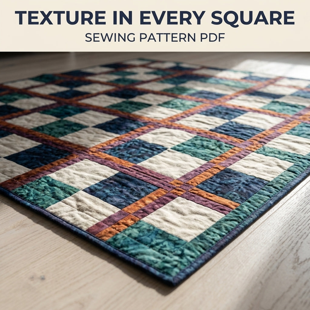 Modern Tartan Quilt Pattern PDF – Plaid Throw Quilt with Squares and Double Sashing
