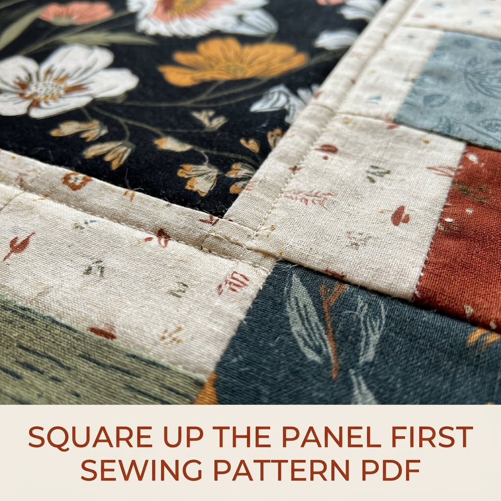 Panel Quilt Sewing Pattern PDF – Stepped Squares Frame for Any Fabric Panel