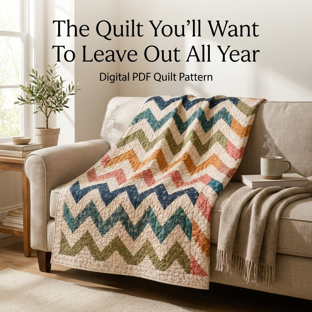 Chevron Quilt Pattern — Zigzag Throw Quilt in 4 Sizes, Half-Square Triangles, Beginner Friendly, PDF Download