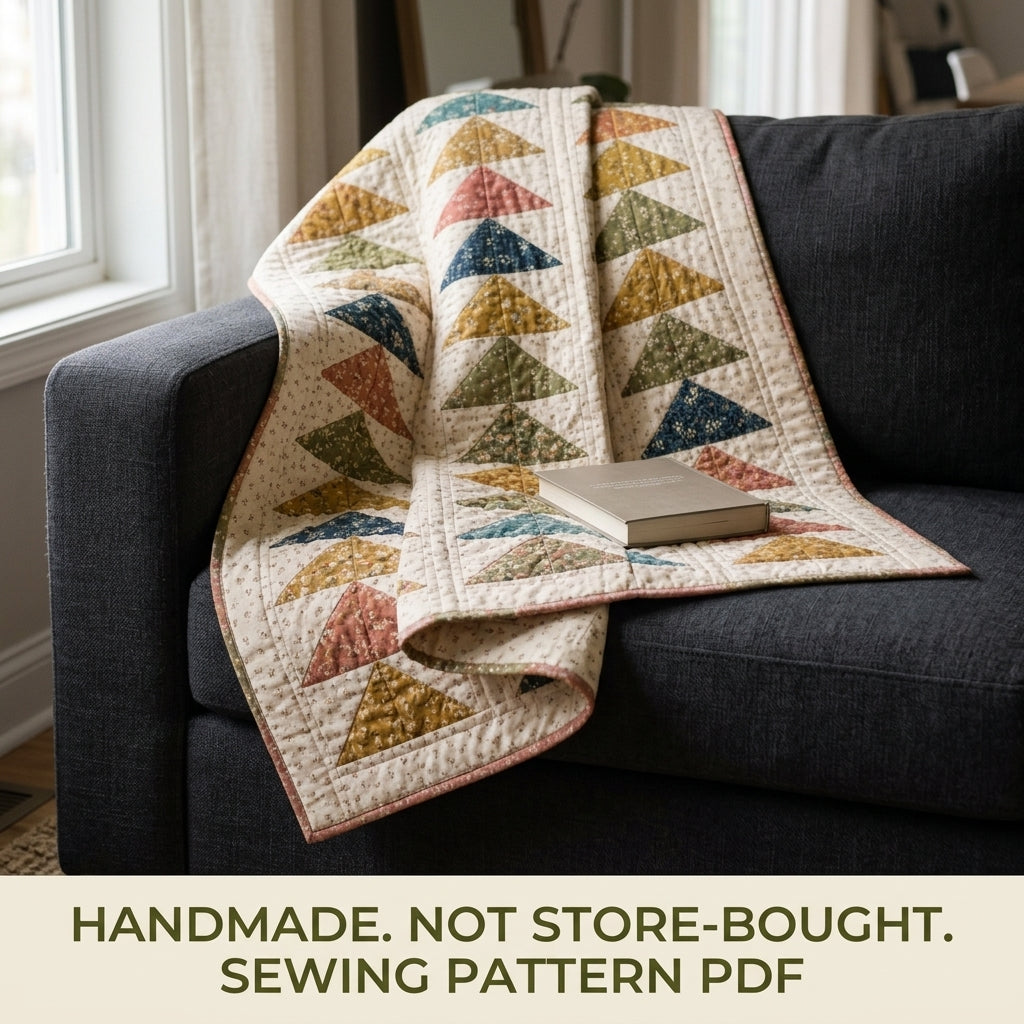Flying Geese Columns Quilt Pattern PDF – Traditional Throw Quilt with Sashed Geese Columns