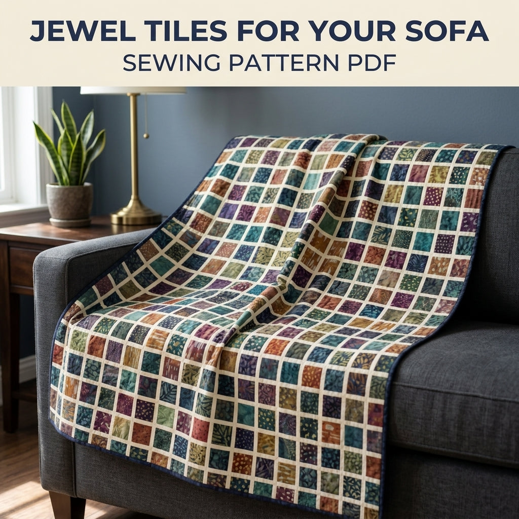 Modern Mosaic Quilt Pattern PDF – Small Squares Throw Quilt with Narrow Sashing for Batik Fabrics