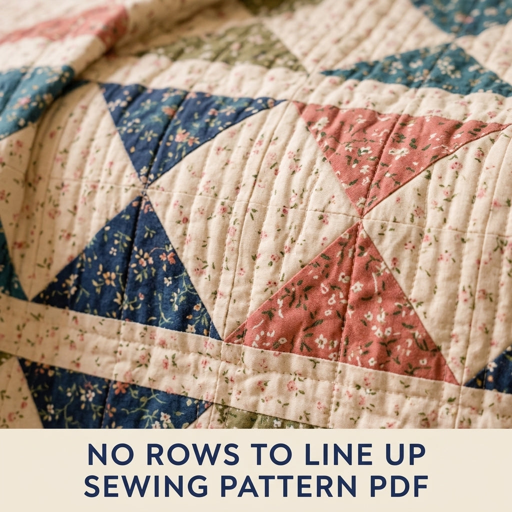 Hourglass Rows Quilt Pattern PDF – Traditional Throw Quilt with Sashed Rows of Hourglass Blocks