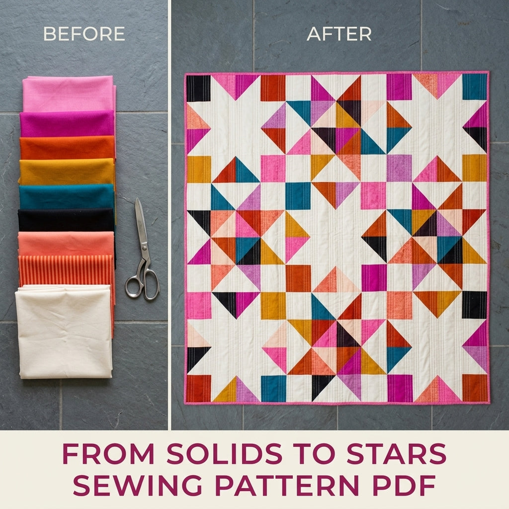 Modern Big Star Quilt Pattern PDF – Bold Half-Square Triangle Star Quilt