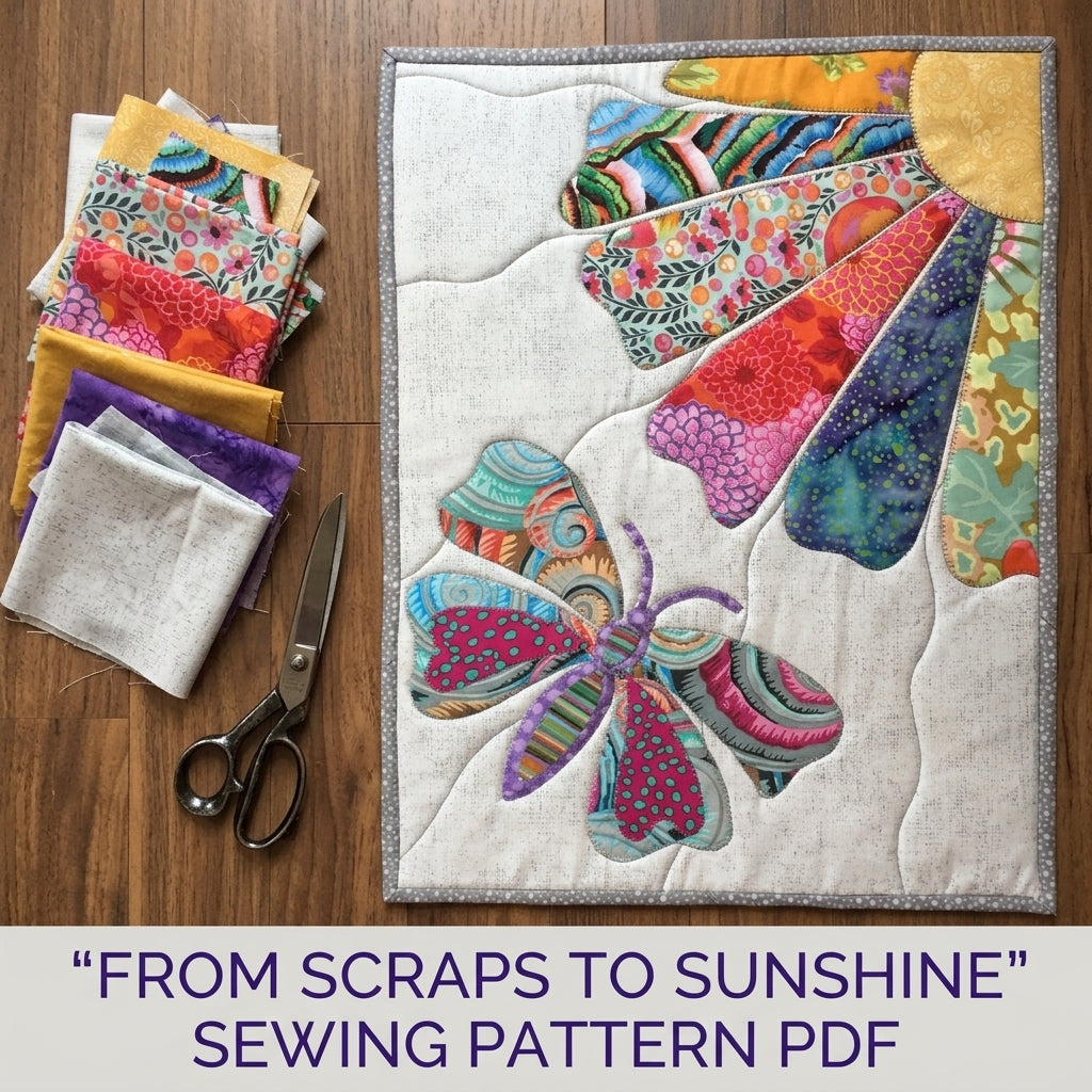 Sunflower Butterfly Mini Quilt Sewing Pattern PDF – Appliqué Wall Quilt