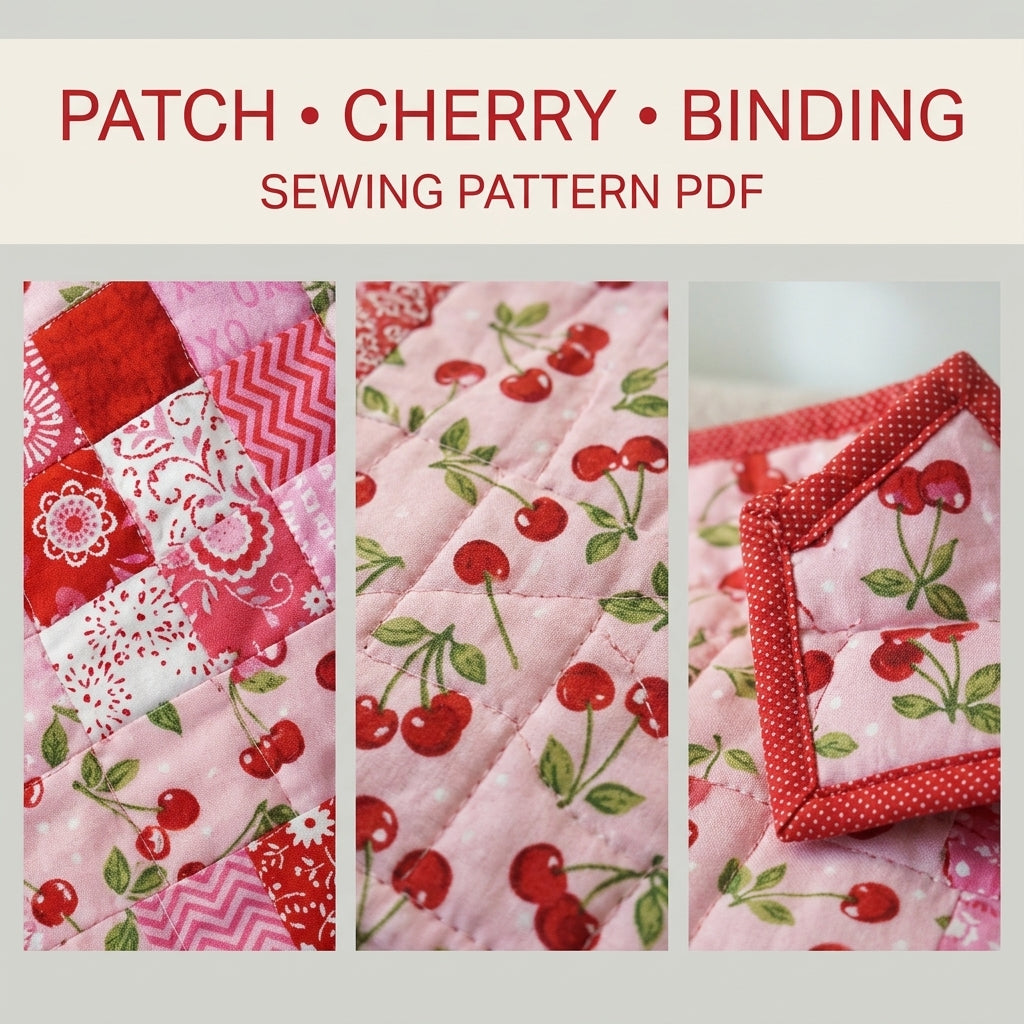 Cherry Four Patch Quilt Sewing Pattern PDF – Easy Baby or Lap Quilt