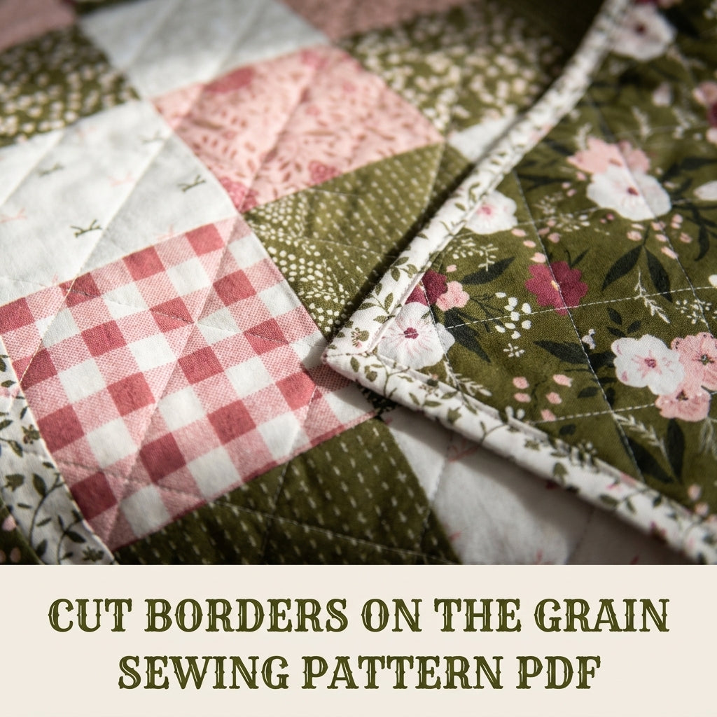 Olive and Pink Garden Patchwork Quilt Sewing Pattern PDF – Easy Squares Quilt