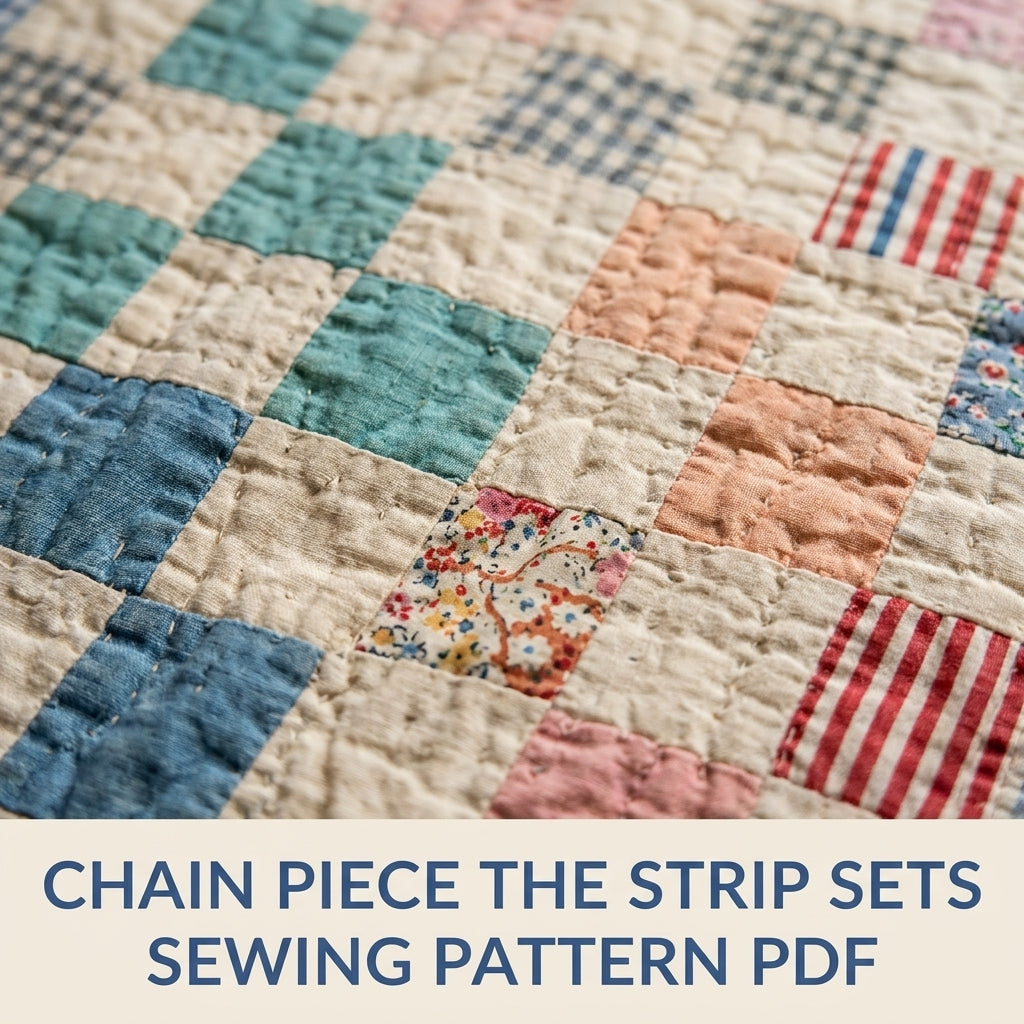 Vintage Postage Stamp Quilt Sewing Pattern PDF – Scrappy Vintage Checkerboard Quilt